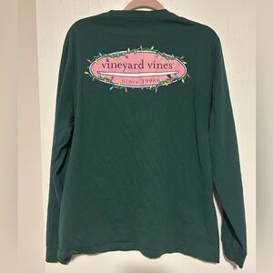 Vineyard Vines Teal Long Sleeve with Festive Logo